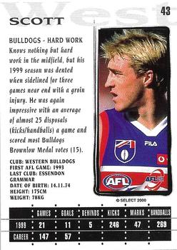 2000 Select AFL Millennium #43 Scott West Back